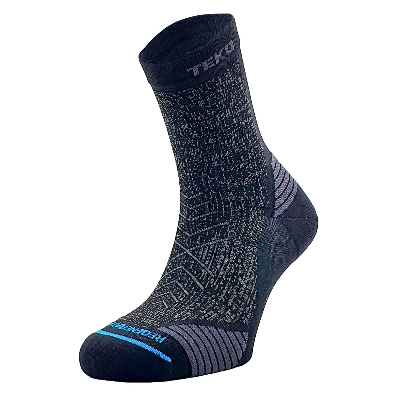 Teko ecoRUN Short Crew Light Half Cushion 2.0 Running Socks - Unisex- Black/Dusk