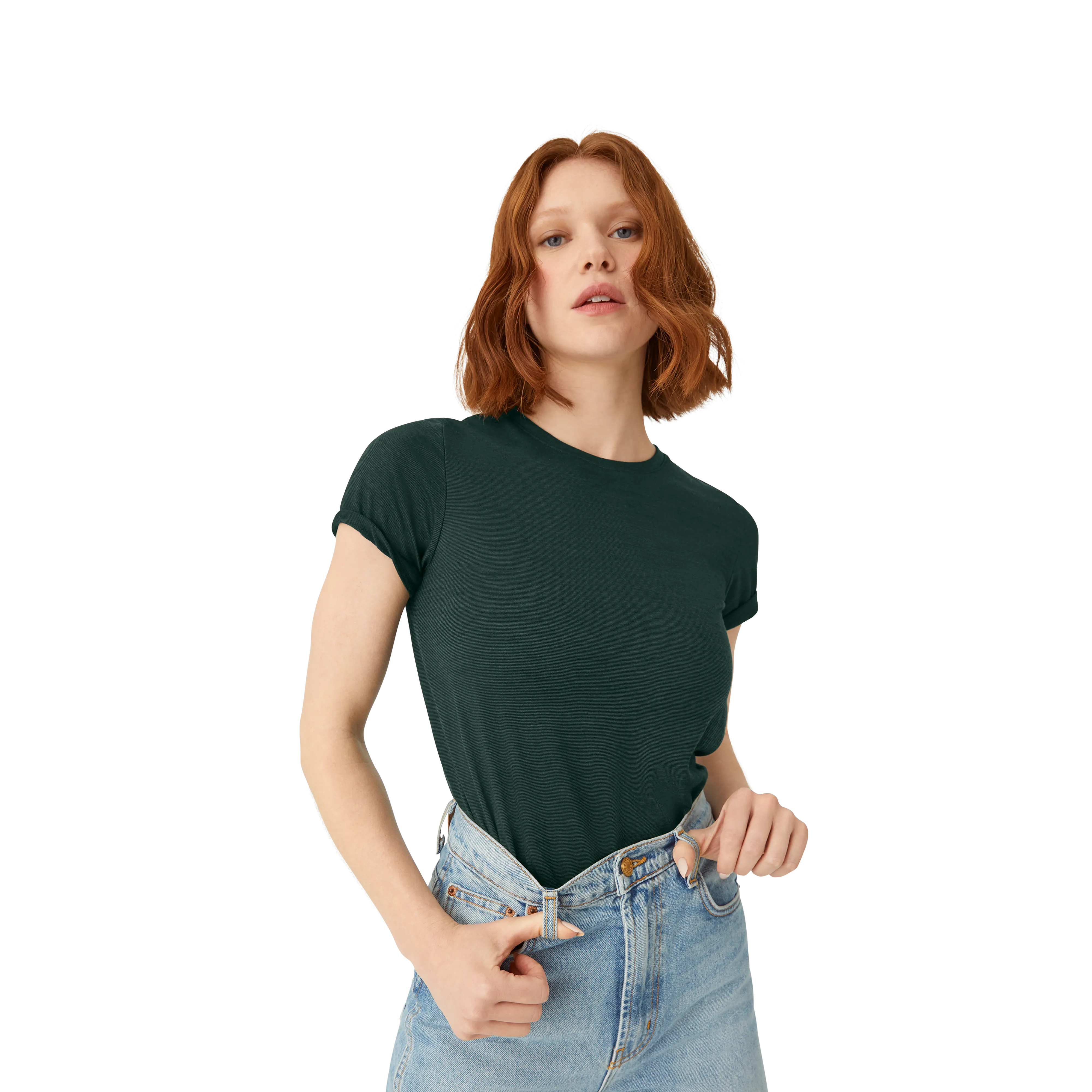 Women's Merino Wool Blend Crew Neck T-Shirt