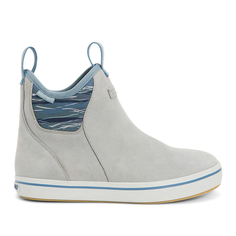 XTRATUF Women's Leather Ankle Deck Boots- Dolphin Gray / Beach Glass